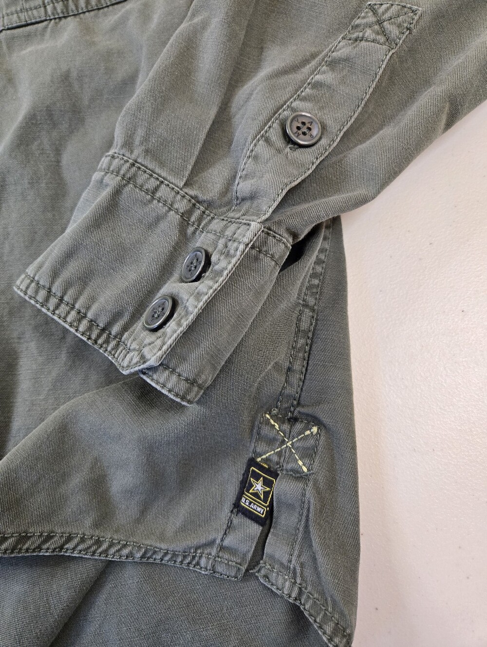 Authentic Apparel Military Style Button Front Shirt in Army Green XXL - Picture 5 of 11